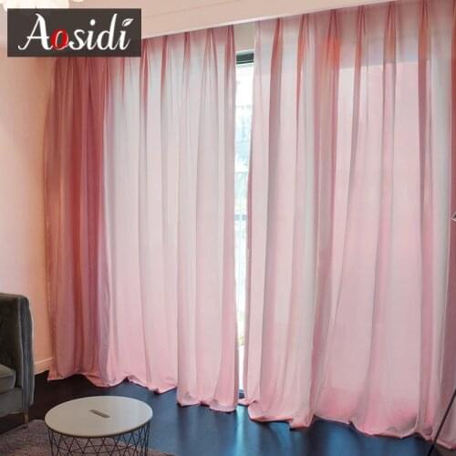 Semi Blush Sheer Curtains for Living Room Bedroom Solid Soft Crushed Voile Tulle Curtains Window Treament Drapes Redeaux Cortina