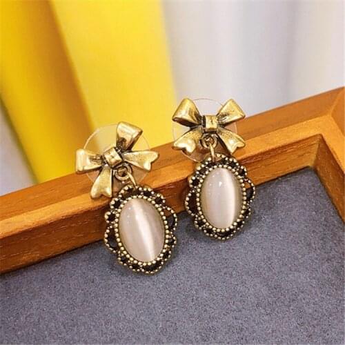 Bow Knot Earrings Retro Jewelry INS Ancient Style