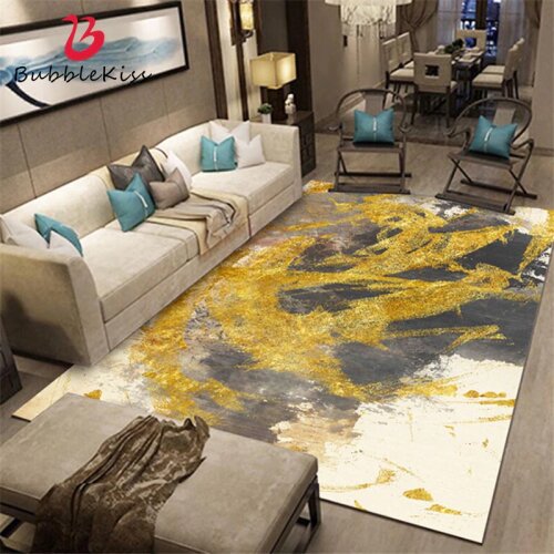 Bubble Kiss Nordic Enamel Golden Ink Abstract Pattern Carpet For The Modern Living Room Bedroom Rug Non-slip Crystal Velvet Mat