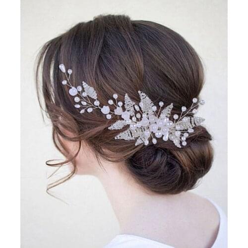 ZMHP135 Crystal Pearl Silver Bridal Hair Accessories Wedding Party Girl Headdress Fashion Small Flower Jewelry Comb Headwear