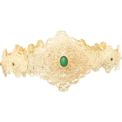 Moroccan Traditional Kaftan Belts In Gold Square Belt Buckles with Hollow Flower Chain Arabic Luxury Wedding Dress Belts