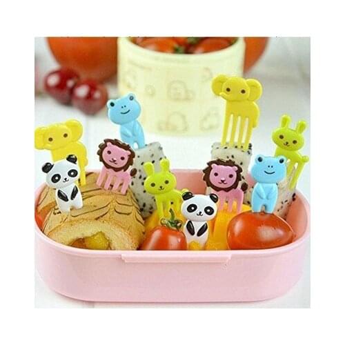 10 pcs/set Animal Fruits Fork Plastic Animal Farm Mini Cartoon Fruit Fork Sign Fruit Toothpick Bento Lunch For Children