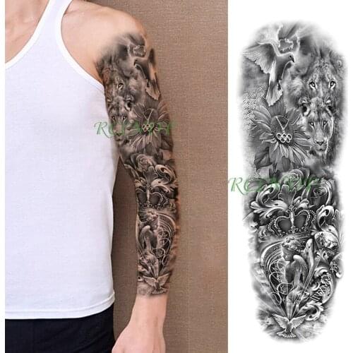 Waterproof Temporary Tattoo Sticker Two Lions Cute Little Angel Black and White Creative fake tatto flash tatoo for men women
