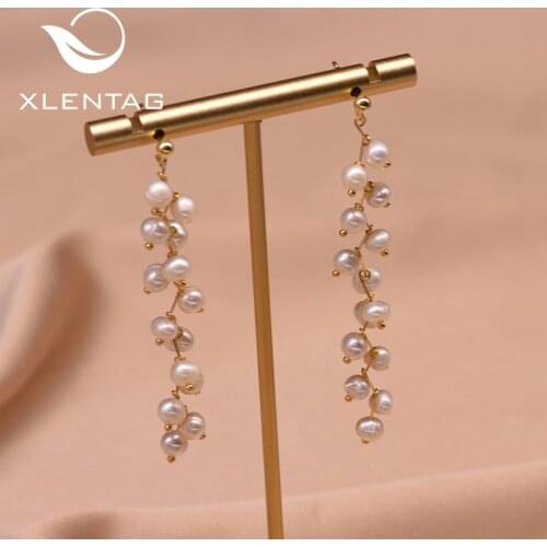 Xlentag Natural Freshwater White Pearl Earrings Long Tassel Pendant Earrings For Woman Jewelry Birthday Gift Jewelry GE0908C