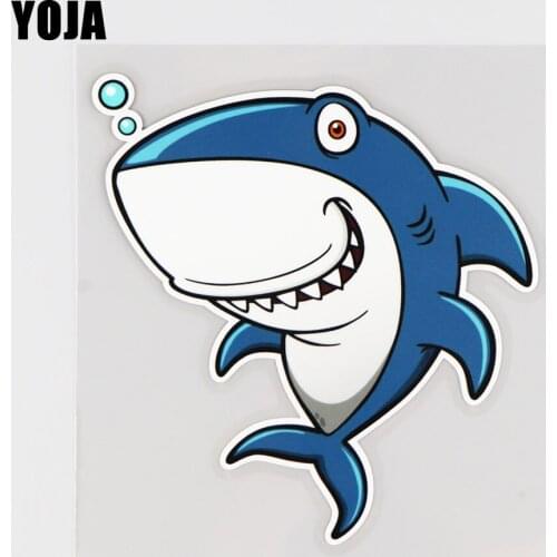 YOJA 12.3X13CM Interesting Decoration Aquatic Creatures Lovely Shark Car Sticker Vinyl Waterproof Decal 19A-0259