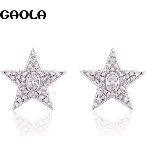 GAOLA Women Exquisite Design Beautiful Sweet CZ Crystal Lovely Star Shape Women Charm Stud Earrings