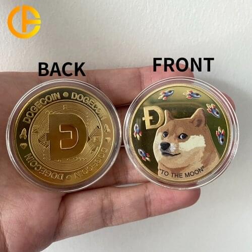Gold/Silver Plated Dogecoin Commemorative Coin Doge Coin Relief Medallion Commemorate Landing on the moon Btcoin Coin Souvenir