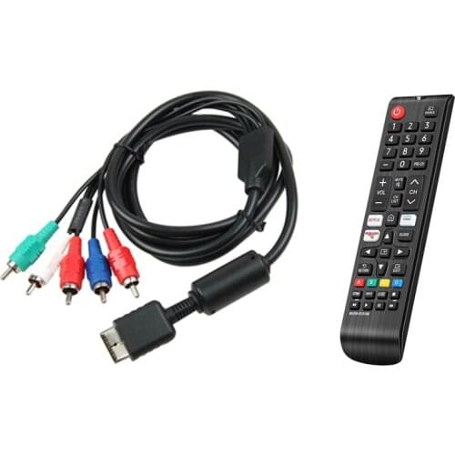 1 Pcs Ypbpr For PS2/PS3/PS3 Slim HDTV-Ready TV HD Component AV Cable 5-Wire 6FT & 1 Pcs BN59-01315B Remote Contro