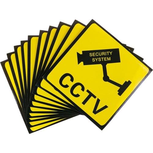 11x11cm 10pcs Warning Sticker Monitoring Warning Sign Security Warning Labels Video Camera Alarm Sticker Mark