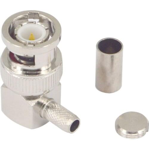 2 Pieces BNC Male Plug Right Angle Crimp for RG58 RG400 RFC195 RF Coax Adapter Connector