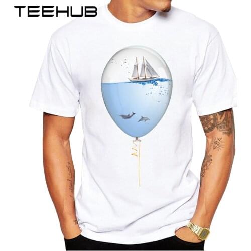 2019 Summer Hot Sales Sealoon Men T-shirt New Fashion Sea In A Balloon Printed T shirt Funny Tops Short Sleeve Basic Tee Shirts