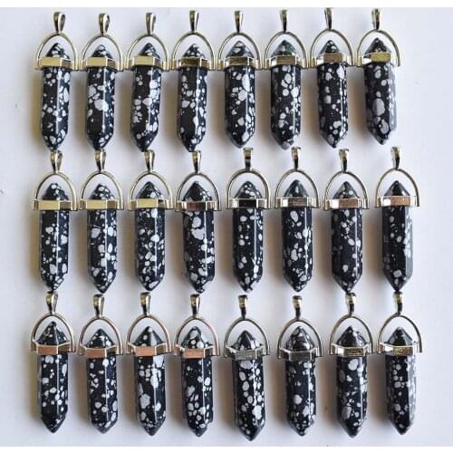 2020 Fashion Black snowflake bullet charm point chakra jewelry pendant 24pcs/lot wholesale free shipping
