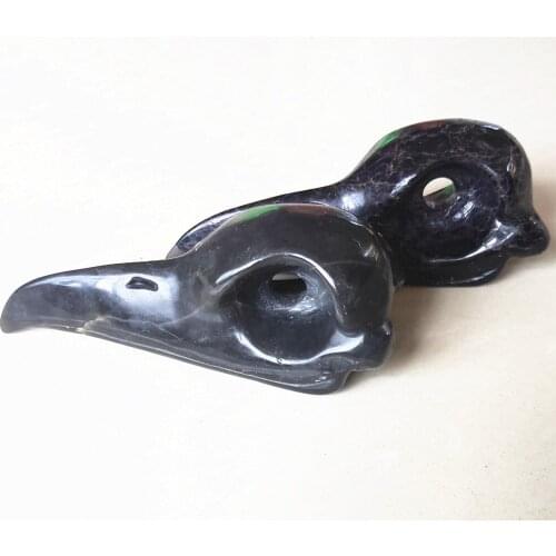 3inch Natural Obsidian Crystal Quartz Bird Skull Gemstone Ccrow Mouth Polished Energy Healing 1pcs