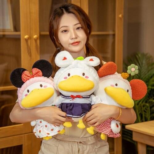 33cm Cute Dressing Duck Doll Kawaii Multiple Styles Cartoon Duck with Clothes Plush Toys Stuffed Dolls Kids Girl Birthday Gift