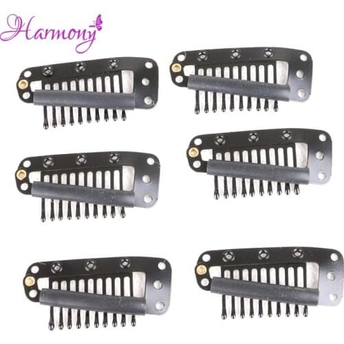 500pcs 3.8cm 10 Teeth Hair Extension Clips Snap Metal Clips With Silicone Back For Clip in Human Hair Extensions Wig Comb Clips