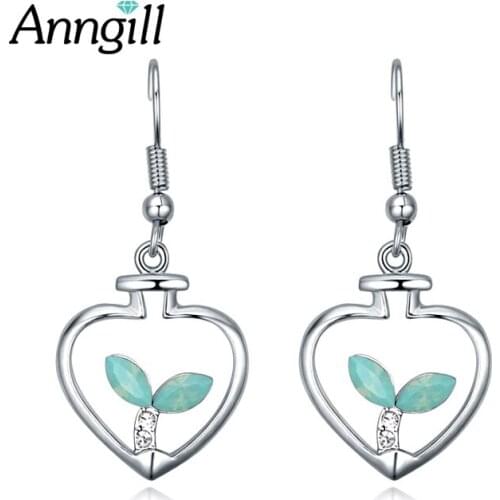 ANNGILL Fashion Brincos Bohemian Long Earrings Crystals From Swarovski Unique Leaf Earrings For Women Heart Party Jewelry Gift