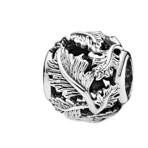 New Original 925 Sterling Silver Beads Openwork Leaves Charm Nature Garden Fit Pandora Bracelets Women DIY Jewelry Dropshipping