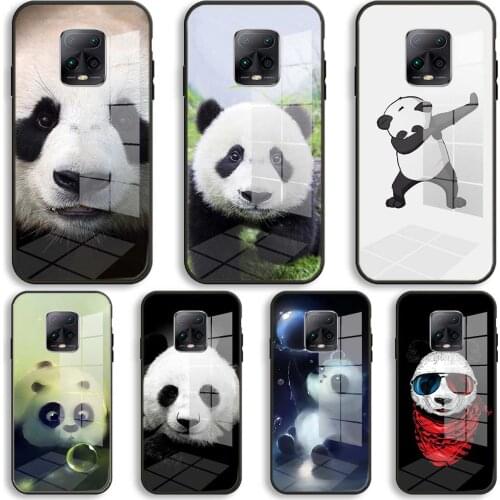Cute panda Silicone Glass Phone Case For Xiaomi Redmi 9A 8A 7A Note 9 8 7 Pro Y3 9S 8T Balck Cover