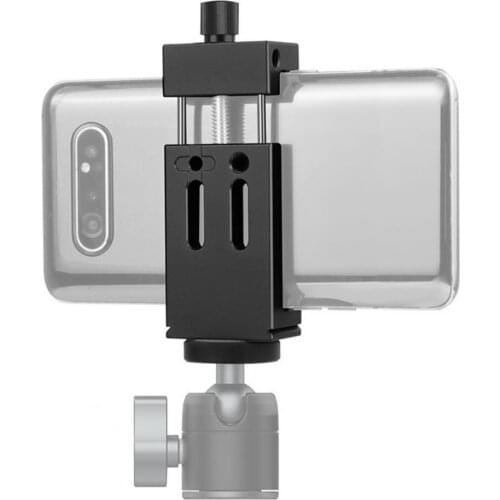 Phone Holder Clip Stretchable Easy Installation Anti-corrosion Dual Cold Shoe 1/4 3/8 Clamp for Tripod