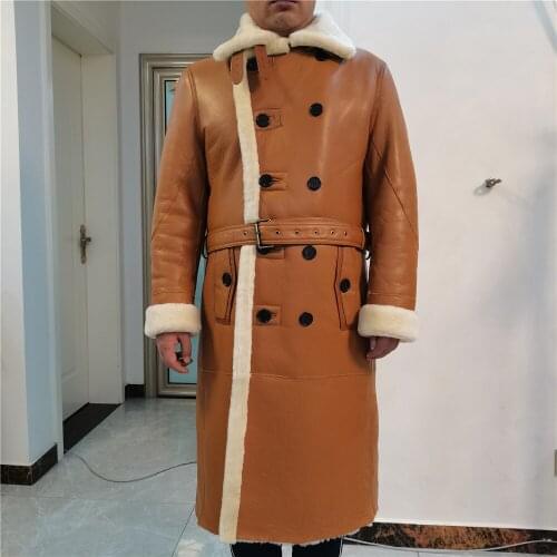 2020 Fashion Real Sheepskin Fur Coat Genuine Leather Male Formal Winter Long Thick Jacket Sheepskin Shearling Men Fur Coat 7XL