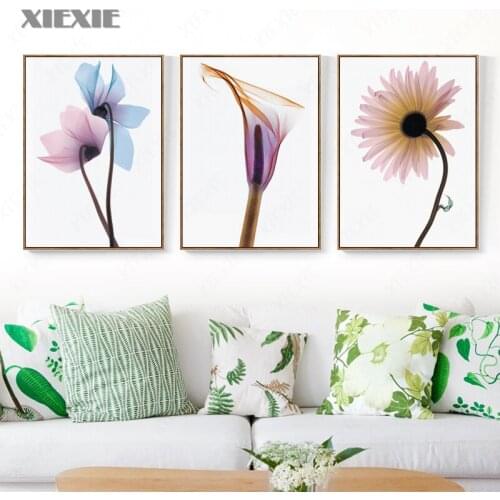 Elegant Poetry Special Light Shot of Transparent Flowers Canvas Painting Wall Art Print and Poster for Living Room Home Decor