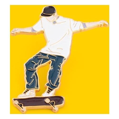 Hip Hop Boy Enamel Pin Skateboarding Brooches Cool Decoration On Clothes Backpack Caps Badges Gifts for Friends Jewelry