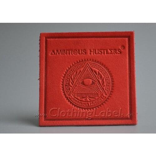 Custom genuine leather label for denim, embossed logo, die cut, leather label, low MOQ