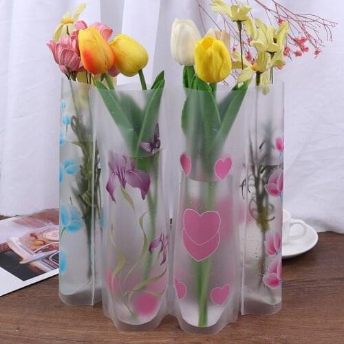 Hot sale 27 X 12cm PVC Plastic Foldable Vase Flowers Jardiniere