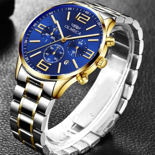 Hot Selling Men Casual Wrist Quartz Watch Meal Waterproof Business Dress Luxury Wristwatch Gold Black Blue Hand Clock 2019 DPOS
