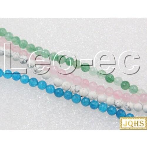 JQHS Round Faceted green blue pink jades white turquoises Loose Beads Strand For Jewelry Making 15" V1198