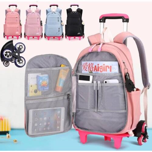 ZIRANYU School Wheeled Backpack bag set for girls Trolley Bag with Wheels Student School bag Rolling Backpack Multifunctional