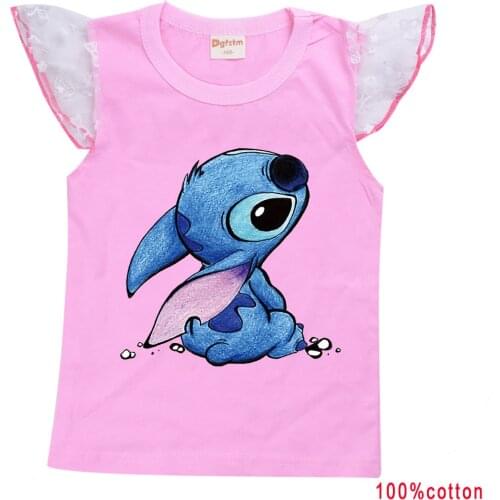 STITCH Summer fashion cartoon childrens clothes childrens short-sleeved T-shirt cotton T-shirt
