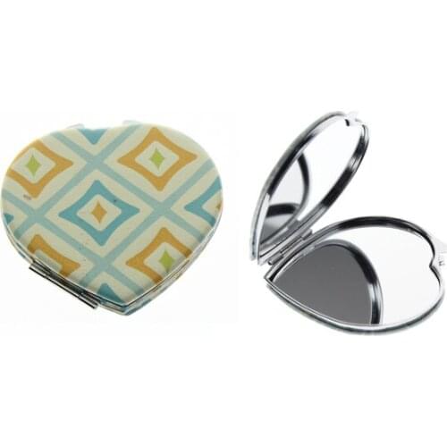 7cm Heart Double Side Best Portable Folding Vanity Makeup Cosmetic Pocket Compact Hand Mirror For Women Girl Man Child Kid Gift