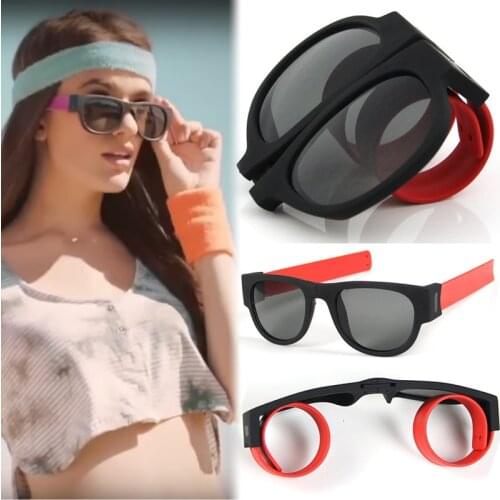 Fancy Square Sunglasses Women Wrist Folding Sun Glasses Male Female Outdoor Sport Slap Foldable Wristband Shades Goggles