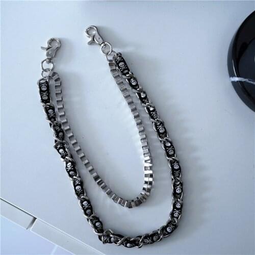 Mens Waist Key Chain Skull Head Metal Vintage Hip Hop Gothic Punk Skeleton Pants Trousers Jean Biker Wallet Key Ring