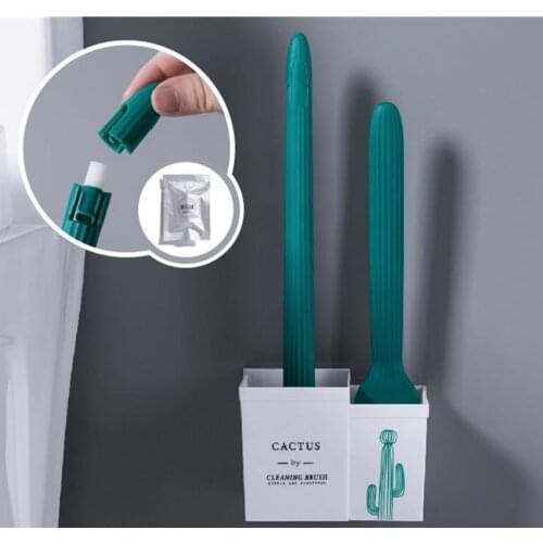 Long Handle Soft Hair Design Aromatherapy Cleaning Brush Set Nordic Modern Cactus Printing Suitable For Bathroom Toilet