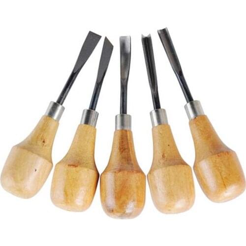 5pcs Woodcut Knife Set Wood Chip Detail Carving Chisels Kit for Woodworking DIY Rust-proof Wood Carpenter Hand Tools