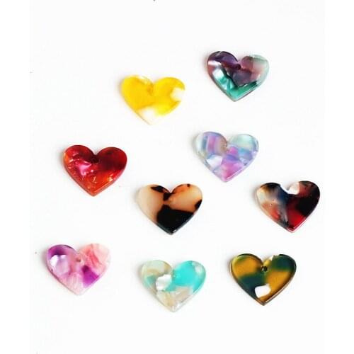 Wholesale 50pcs Colorful Resin Plastic Acrylic Heart DIY Jewelry Pendant Charm Craft Fit Fashion Earring Keyring Bracelet