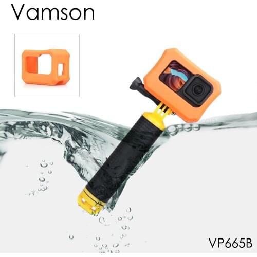 Vamson Float Case Bobber Floaty Handheld for Go Pro Hero 9 Accessories EVA Cover Orange for Gopro Hero9 Black Floaty Case VP665