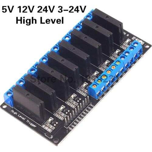 5V 12V 24V 3-24V 8 Channel Solid State Relay Module High Level Trigger DC-AC/DC-DC 250V 2A Output with Resistive Fuse