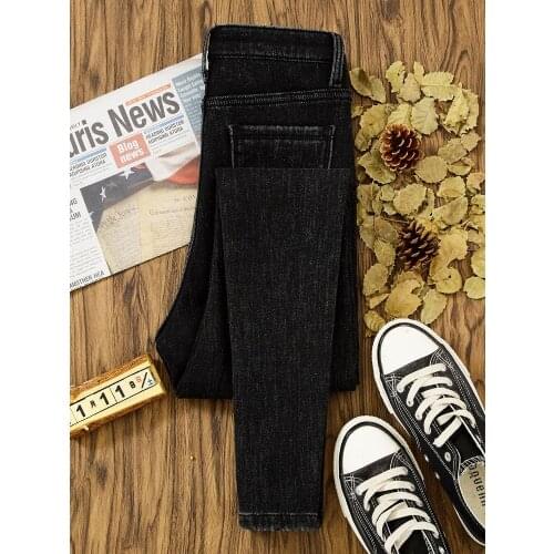 Woman Jeans Pants Heating Winter High Waist Black Skinny Pants Pantalones Vaqueros Mujer