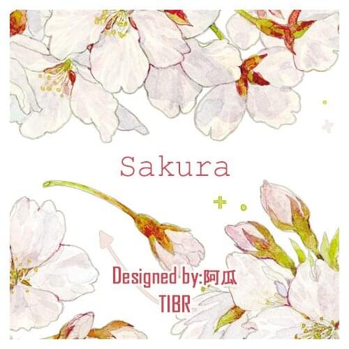 1 Loop 6cm X 100cm Masking Tape Sample Sakura Cherry Grass Decorative