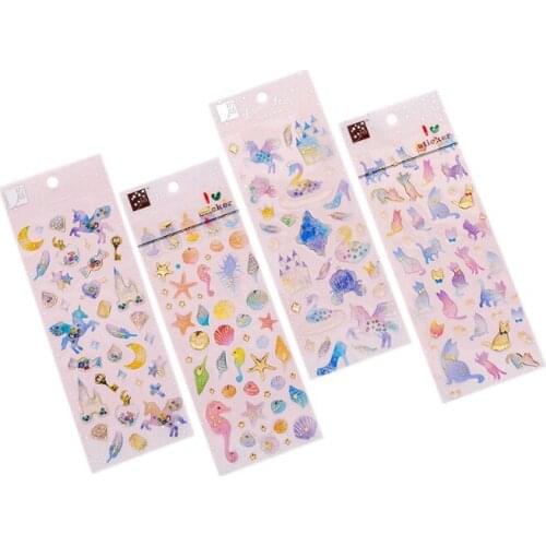 1pcs/lot Girl Heart Dream Castle cartoon crystal glue Decorative StickersDIY Adhensive Mini Stickers Stationery Stick Label