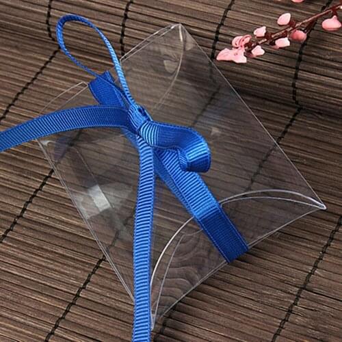2.8*6*12.5cm 40Pcs/Lot Event New Style Wedding Favor Gift Packing Box Pillow Shape Transparent PVC Plastic Candy Package Box