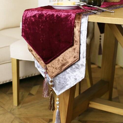 30x140-220cm solid color velvet table runner simple modern dining table mat cabinet dust cover tea table runner bed towel