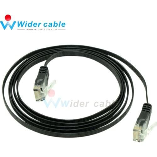 5ft Flat Ethernet Cable High Speed Black Short Body RJ45 Network Patch Cable Cat6 Slim Cable 1.1MM Thickness
