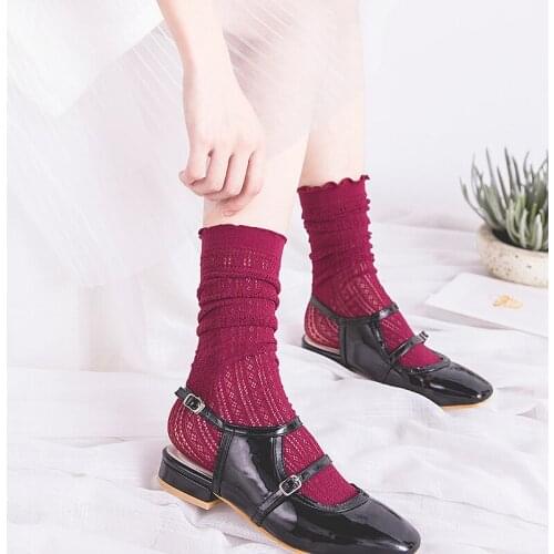 5 Pairs Fashion Sexy Lace Mesh Hollow Out Crew Socks Breathable Casual Fishnet Thin Socks Summer Autumn Soft Women Socks