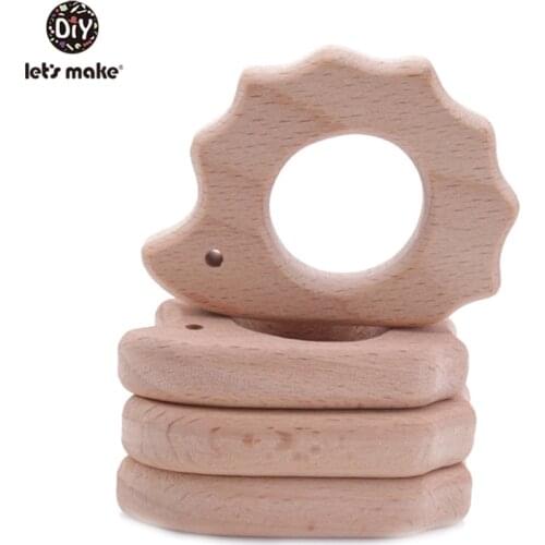Lets Make 50pcs Baby Wooden Teether Hedgehog Natural Wooden Animal Teething Rattle Montessori Inspired Nursing Pendant Toys