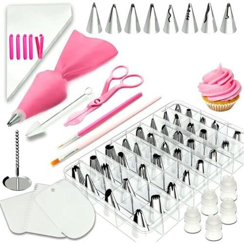 83PC/Set DIY Kitchen Baking Cake Decorating Tool Silicone Icing Piping Cream Pastry Bag Stainless Steel Nozzle Converter Tools