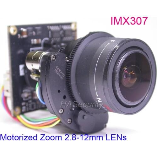 AHD-H 1080P Motorized Zoom & Focus 2.8-12mm LENs 1/2.8" STARVIS IMX307 CMOS + NVP2441 CCTV camera module PCB board (UTC)